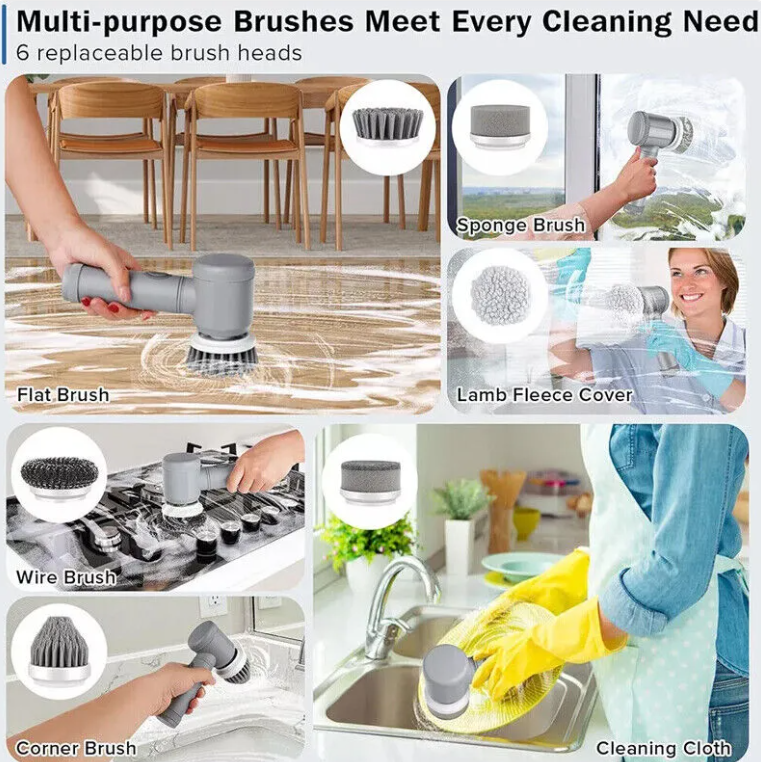 Electric Spin Scrubber — 6 Brush Heads