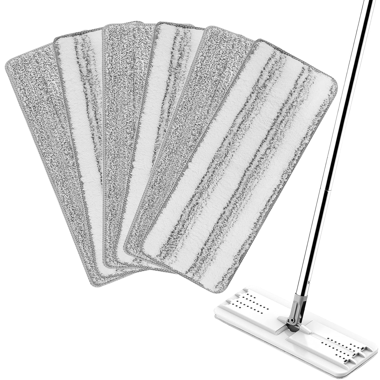 Yicotira Mop Replacement Pads — 6 Pack Microfiber Flat Mop Heads