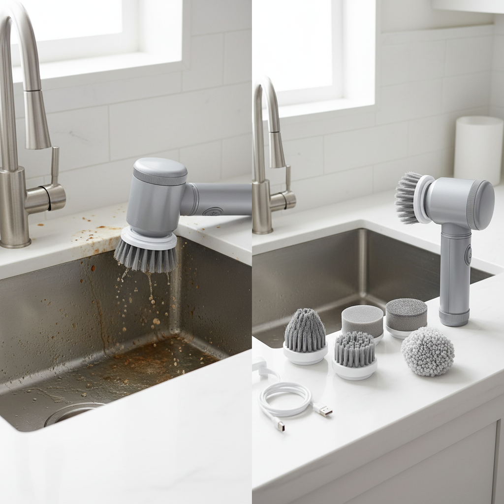 PowerSpin electric spin scrubber cleaning kitchen sink"